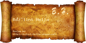 Bálint Hella névjegykártya